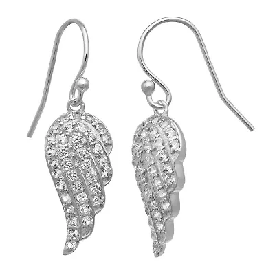 Lab Created Sterling Silver Created White Sapphire Angel Wings Earring