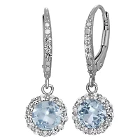 Lab Created Sterling Silver Created Aqua Leverback