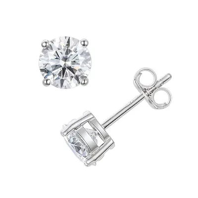 Lab Created Sterling Silver 2.5 Carat Created Moissanite Stud Earring