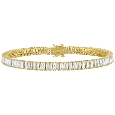 Lab Created Gold Plated Silver Created Moissanite Tennis Bracelet