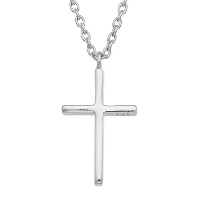 Sterling Silver Plain Cross Pendant Necklace