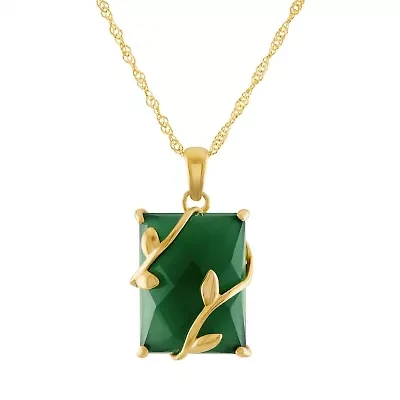 Sterling Silver Green Chalcedony Vines Halo Pendant