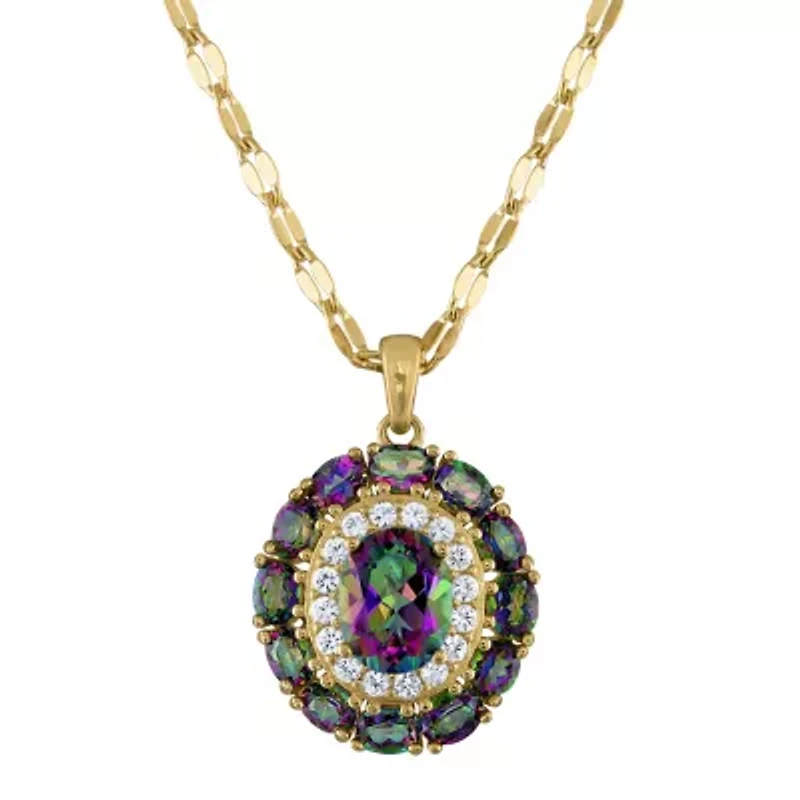 14K Gold Over Sterling Silver Mystic Fire Topaz And Created White Sapphire Pendant
