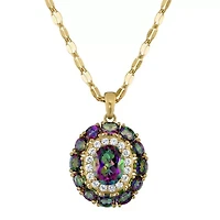 14K Gold Over Sterling Silver Mystic Fire Topaz And Created White Sapphire Pendant