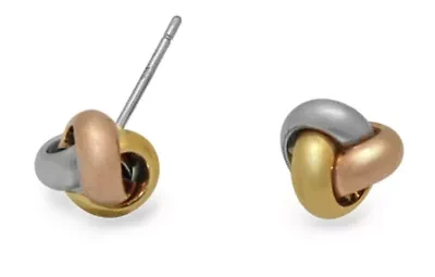Sterling Silver Tri Color Casual Love Knot Stud Earring