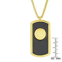 Men's two tone black ip and 18k gold plated stainless steel Our Father dog tag pendant