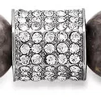 Lab Created Men's diluted gray beaded bracelet with stainless steel and simulated diamond accents