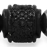 Lab Created Men's black ip stainless steel beads and hematite drawstring bracelet with simulated black diamonds
