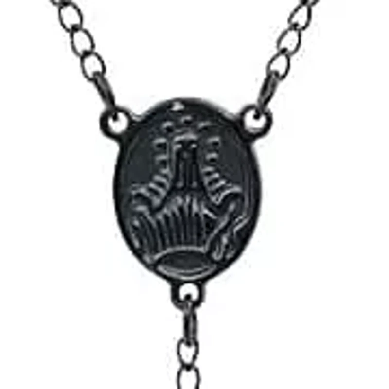 Men's two tone 18k gold plated and black ip stainles steel rosary necklace