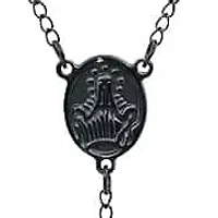 Men's two tone 18k gold plated and black ip stainles steel rosary necklace