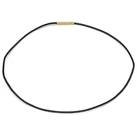 Men's 18k gold plated stainlees steel and leather cord necklace