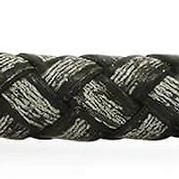 Men's braided black/gray leather and black ip stainless steel clasp bracelet