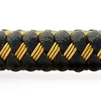 Men's black braided leather and 18k gold plated stainless steel bracelet