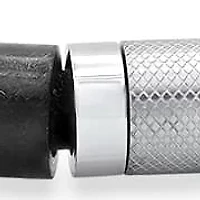 Men's black braided leather, black rubber and two tone black ip and stainless steel charm bracelet