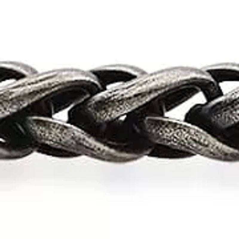 Men's stainless steel oxidized wheat chain bracelet