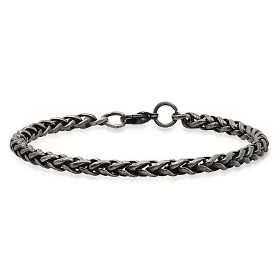 Men's stainless steel oxidized wheat chain bracelet