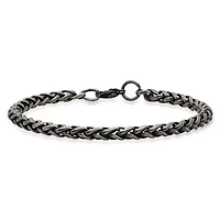 Men's stainless steel oxidized wheat chain bracelet