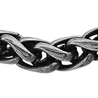 Men's oxidized stainless steel wheat chain necklace