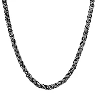 Men's oxidized stainless steel wheat chain necklace