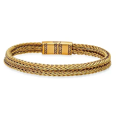 Men's 18k gold plated stainless stseel wheat chain bracelet
