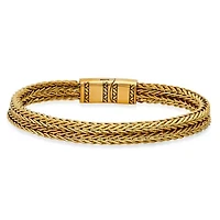 Men's 18k gold plated stainless stseel wheat chain bracelet