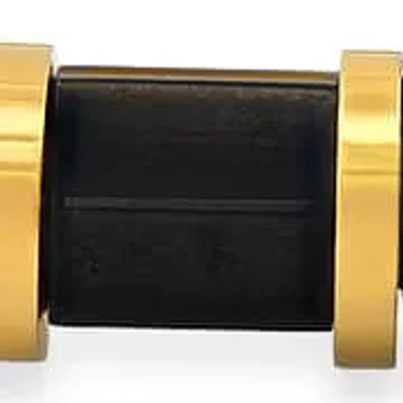 Men's black braided leather, 18k gold plated beads and black simulated onyx bracelet