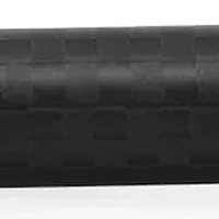 Men's black braided leather, black carbon fiber, stainless steel and rubber accents bracelet