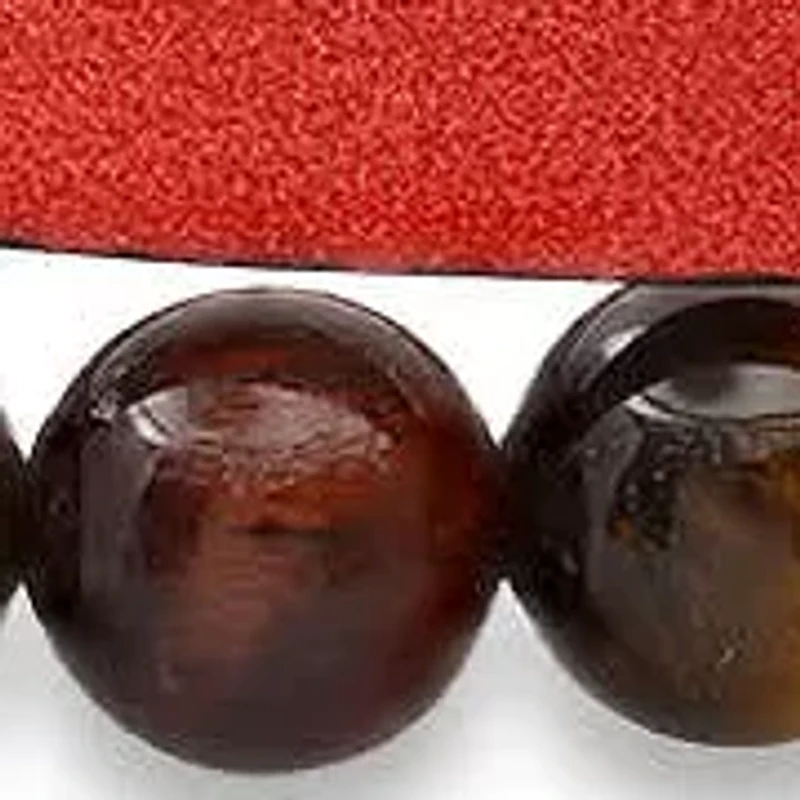 Men's 2pc set genuine tiger eye beaded bracelet and genuine red leather & black ip stainless steel bracelet