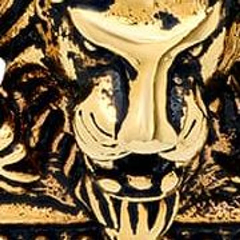 Men's 18k gold plated stainless steel lion and crown pendant