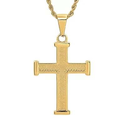 Men's 18k gold plated stainless steel cross pendant