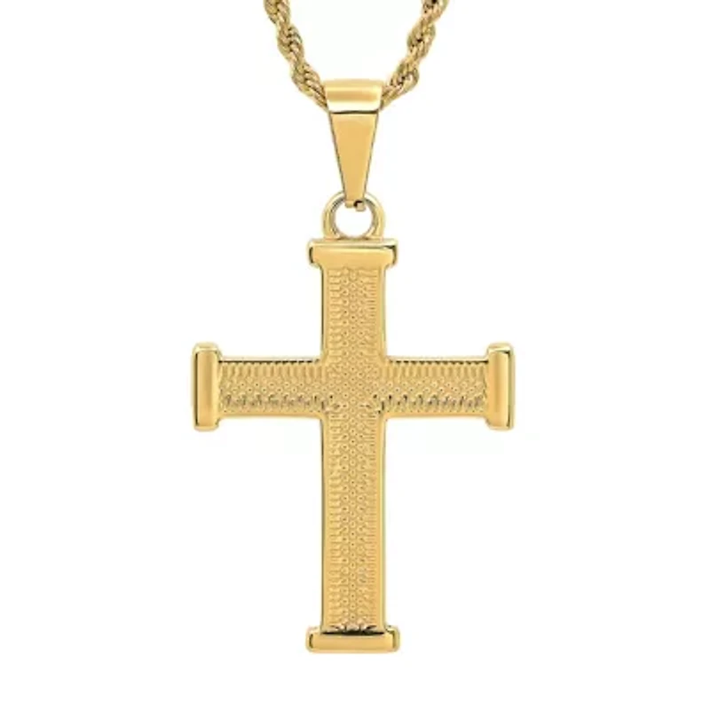 Men's 18k gold plated stainless steel cross pendant