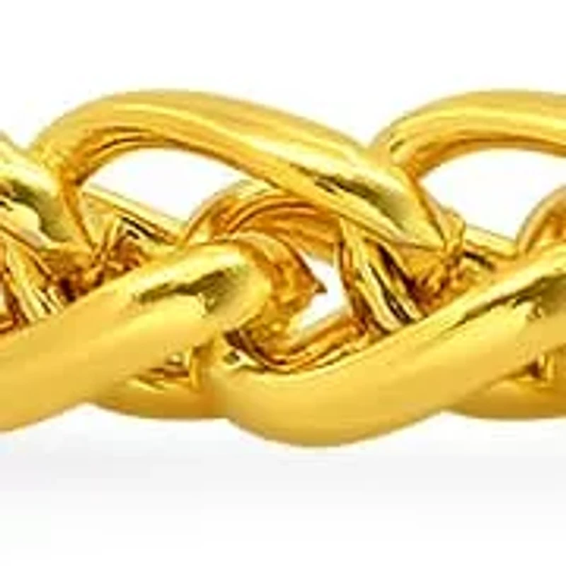 Men's 18k gold plated stainless steel wheat chain bracelet with antique clasp