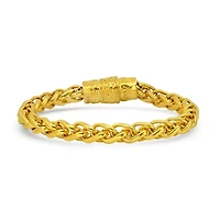 Men's 18k gold plated stainless steel wheat chain bracelet with antique clasp