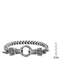 Men's stainles steel and simulated black diamonds dragon head bracelet