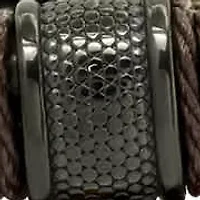 Men's braided brown leather and black ip stainless steel bracelet