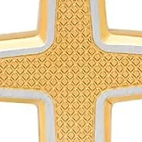Men's two tone stainless steel & 18k gold plated tectured cross pendant