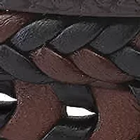 Men's black & brown braided leather and black ip stainless steel magnetic layered bracelet