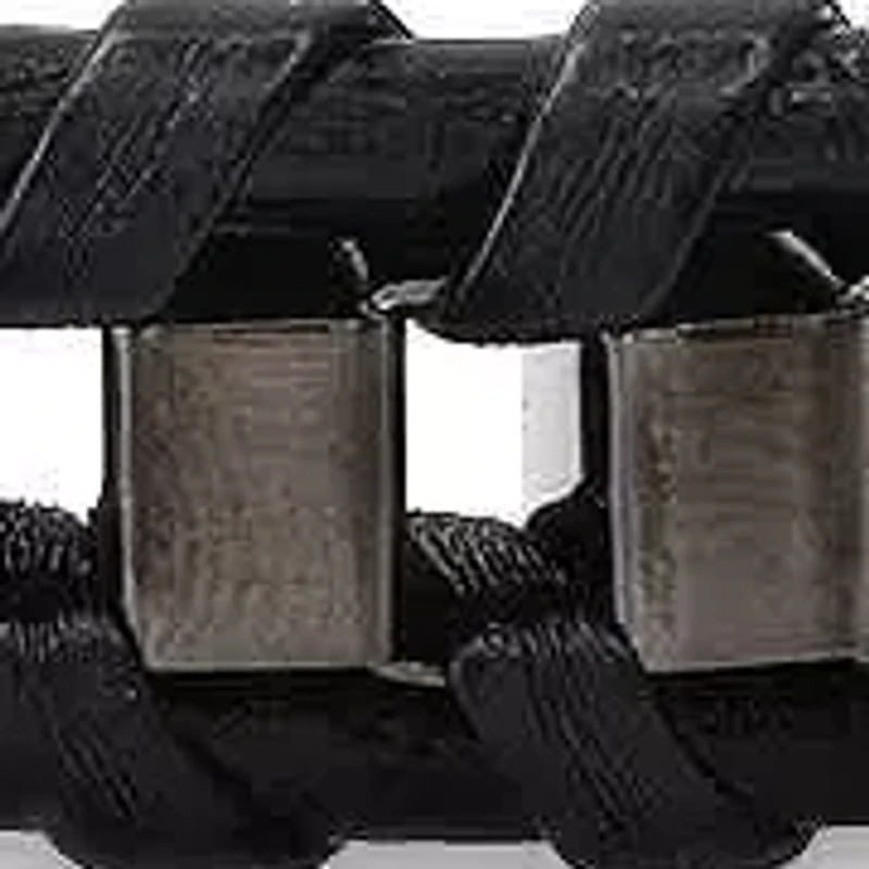 Men's black leather and black ip stainless steel box link braided bracelet