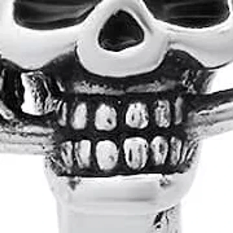 Men's stainless steel skull with rose huggie earrings