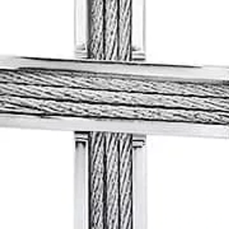 Men's stainless steel and inlay wire cable cross pendant