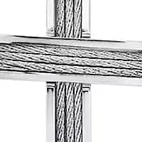 Men's stainless steel and inlay wire cable cross pendant