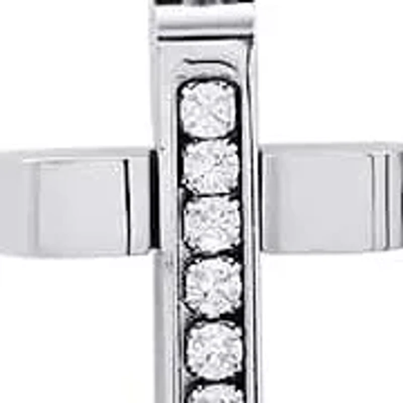 Lab Created Men's stainless steel and simulated diamonds cross pendant