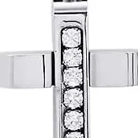 Lab Created Men's stainless steel and simulated diamonds cross pendant