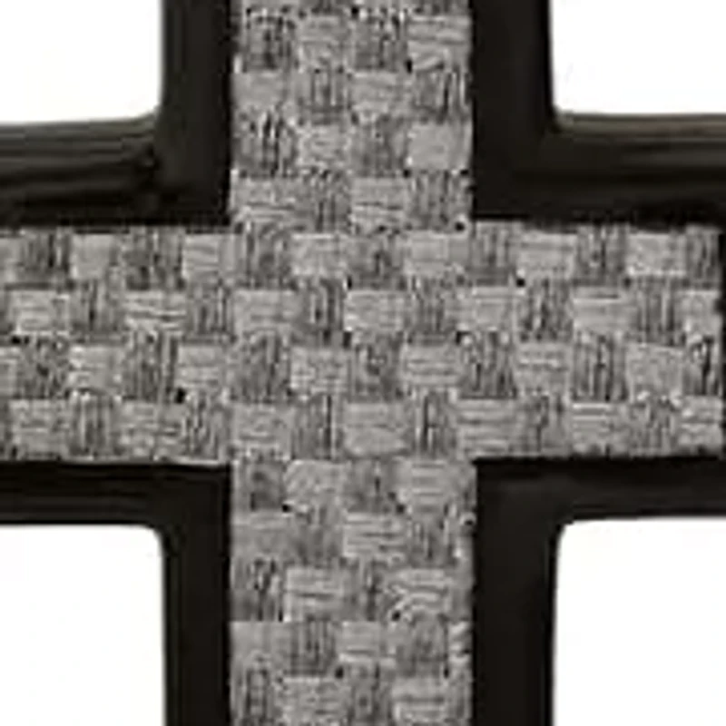 Men's black ip stainless steel and white carbon fiber cross pendant