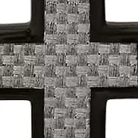 Men's black ip stainless steel and white carbon fiber cross pendant