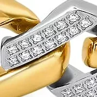 Lab Created Men's two tone stainless steel and 18k gold plated simulated diamonds curb miami cuban link chain bracelet