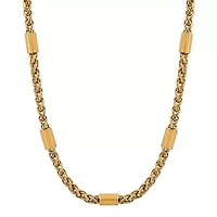 Men's 18k gold plated stainless steel figaro chain necklace with bar links