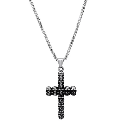 Men's stainless steel skull cross pendant