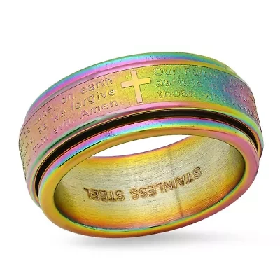 Men's multi ip stainless steel prayer spinner ring