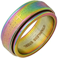 Men's multi ip stainless steel prayer spinner ring